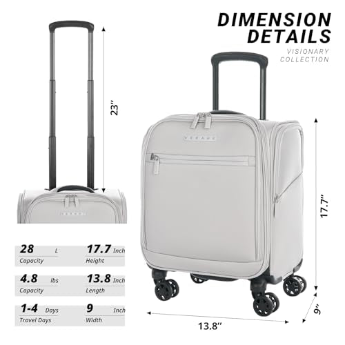 Verage Underseat Carry On Luggage with Wheels,14.5-Inch,Cloud Gray - color: Cloud Gray, size: 14.5-Inch Plus Underseat