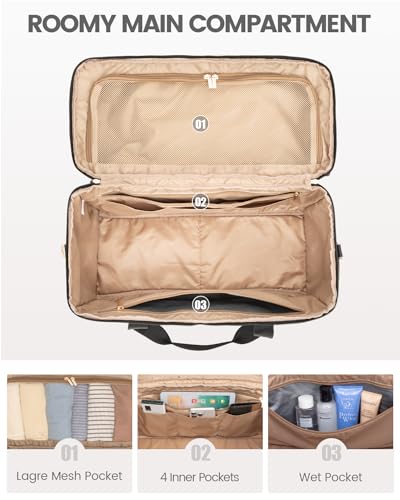 LOVEVOOK Travel Duffle Bag - Weekender & Overnight Bag with Toiletry & Wet Pocket, Carry-On Size, 3pc Set - color: Black-Black, size: Extra Large