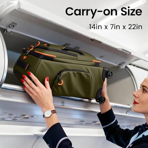 22" Softside Upright Luggage w/Front Open,Waterproof - color: Green, size: Carry-On 22-Inch