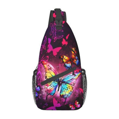 Butterflies Sling Bag Crossbody Sling Backpack for Women Men Travel Hiking Daypack Chest Shoulder Bag - color: 24