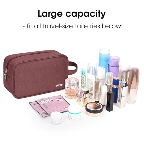 Narwey Travel Toiletry Bag for Women, Dopp Kit Men, Bathroom, Medicine Bag - color: A-Jujube Red