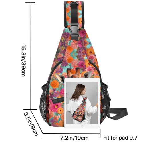 FyLybois Sling Bag Travel Crossbody Backpack for Women Chest Daypack - color: Brown