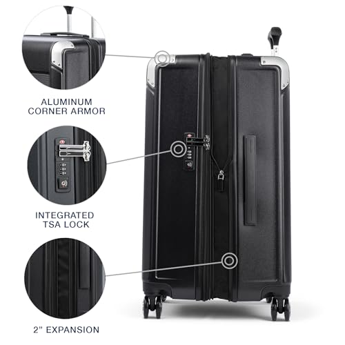 Travelpro Platinum Elite Hardside Checked Luggage, Black, 25-Inch - color: Shadow Black, size: Checked- Medium 25-Inch