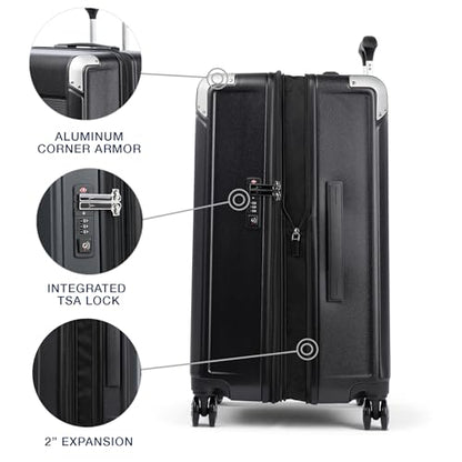 Travelpro Platinum Elite Hardside Checked Luggage, Black, 25-Inch - color: Shadow Black, size: Checked- Medium 25-Inch