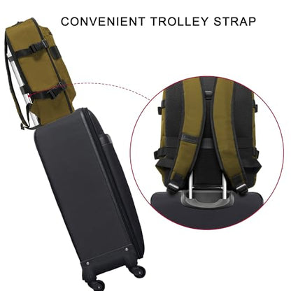 Travel Backpack 17L Lightweight Casual Small Carry-on Daypack 15-inch Laptop Notebook, Underseat Overnight Weekender, Khaki - color: Khaki