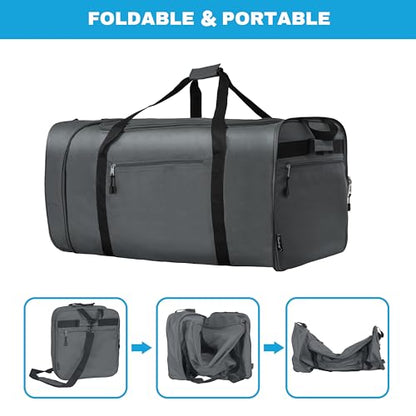Finnhomy 100L Foldable Rolling Duffel Bag with 2 Wheels, Light Weight Travel Duffel bag with Large Loading Capacity, 32 inch Rolling Duffel bag with Shoulder Strap for Travel Camping Sports, Grey - color: GREY