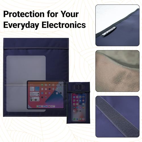 Faraday Bags 2 Pack,Signal Blocking Pouch for Laptop (16‘’x14), Phone(8.5"x4.5") EMP Protection & Anti-Tracking, RFID Shielding Faraday Cage - size: L(Laptop+phone)