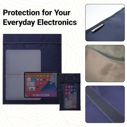 Faraday Bags 2 Pack,Signal Blocking Pouch for Laptop (16‘’x14), Phone(8.5"x4.5") EMP Protection & Anti-Tracking, RFID Shielding Faraday Cage - size: L(Laptop+phone)