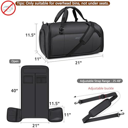 Convertible Garment Bag for Travel, 4-in-1 Backpack for Women Men, 3pcs 50L - color: A-Black