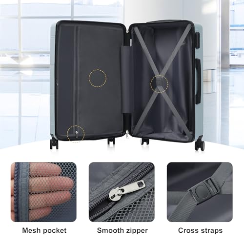 Merax 6 Piece Luggage Set,Hardshell Travel Suitcase Set,Light Blue - color: Light Blue, size: 6 Piece(20/24/28/DB/TB)