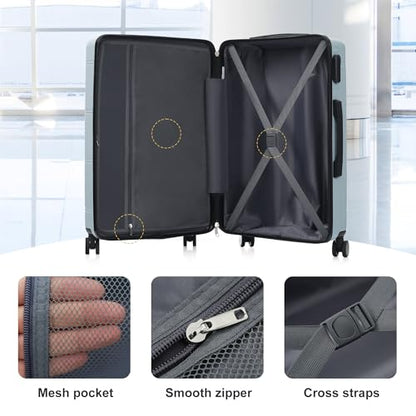Merax 6 Piece Luggage Set,Hardshell Travel Suitcase Set,Light Blue - color: Light Blue, size: 6 Piece(20/24/28/DB/TB)