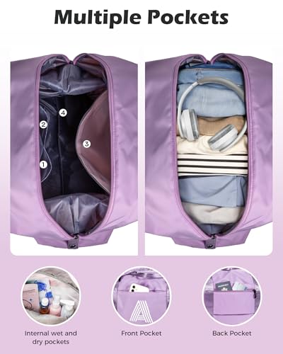 Initial Travel Duffel Bag, Sports Bag, Personalized Weekender Bags - color: Purple, style: L*