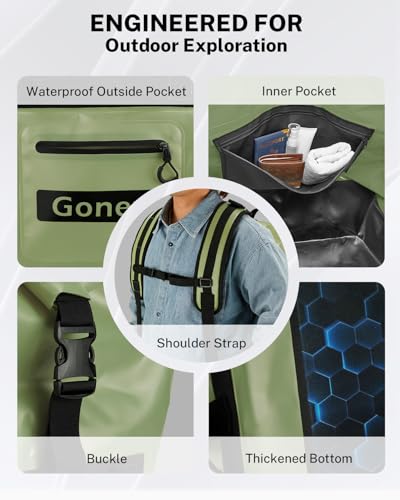 Gonex Waterproof Duffel Bag, 90L Heavy Duty Dry Bag, Reinforced Bottom - color: Army Green, size: 90L