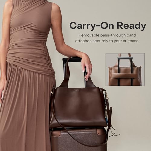 July Juliette Soft Work Tote Bag, Laptop Sleeve, 18L, Chocolate Brown - color: Chocolate Brown