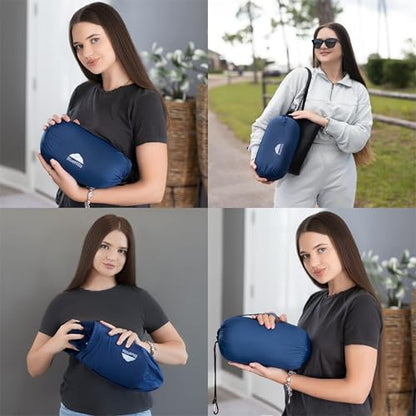 BlueHills Premium Ultra Compact Travel Blanket Pillow Airplane - Navy Blue - color: C001-navy
