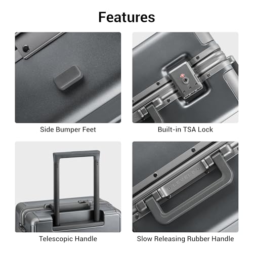 LEVEL8 Zipperless Carry On Luggage Hardshell Suitcases with Wheels 20" Grey - color: Grey, size: Carry-On 20 Inch (Without Organizers)