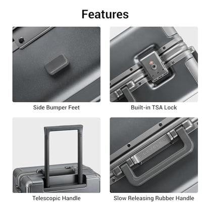 LEVEL8 Zipperless Carry On Luggage Hardshell Suitcases with Wheels 20" Grey - color: Grey, size: Carry-On 20 Inch (Without Organizers)