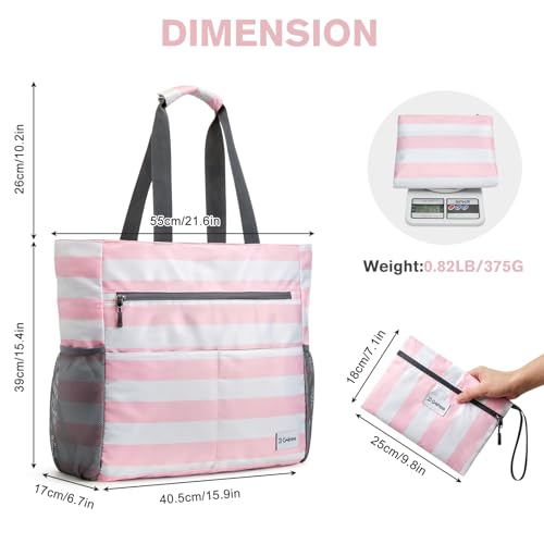 G4Free Beach Bag, Waterproof Sandproof Large Capacity Foldable for Women - color: Pink White, size: 35L