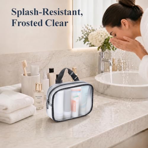 PACKISM TPU Clear Makeup Bag - Frosted TSA Approved Toiletry Bag, 1 Pack - color: Black Trim, size: 1 Pack