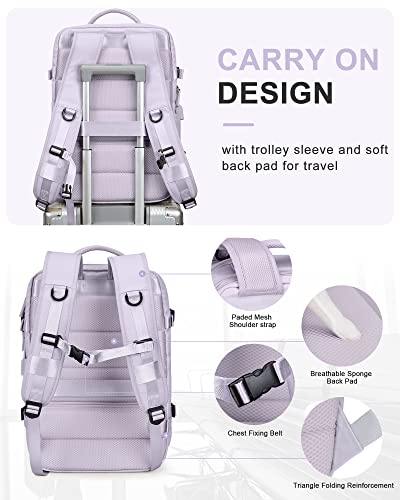 WONHOX Large Travel Laptop Backpack Expandable Flight Approved Backpack Carry on Backpack for Women Men Waterproof 17inch Laptop Daypack Hiking Work Backpack with Shoe Compartment Purple - color: A1-purple