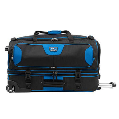 Travelpro Bold Drop-Bottom Wheeled Duffel Bag, Blue/Black, 30-Inch - color: Blue/Black