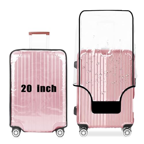 20 Inch PVC Clear Suitcase Cover (Black Trim) - size: 20"
