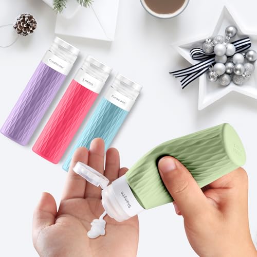 Travel Bottles for Toiletries, TSA Approved Silicone Travel Toiletry Bottle - color: Lavender,HotPink,SkyBlue,Avocado