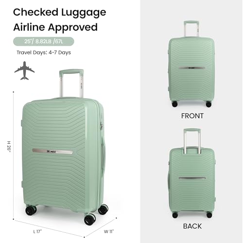 25" Checked Luggage Hardside Suitcase Expandable 20% - color: Green, size: Checked-Medium 25-Inch