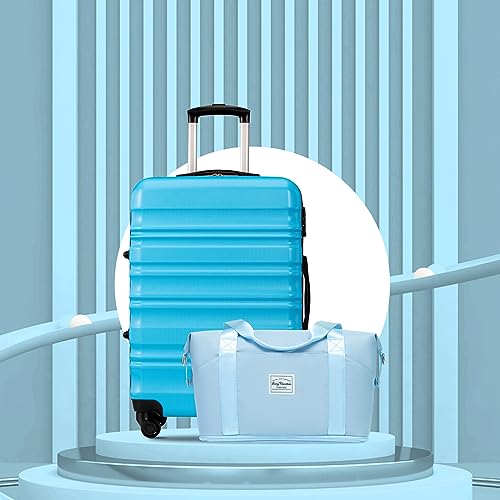 LONG VACATION Luggage Sets, 6 Piece, Hardshell Suitcase with Spinner Wheels - color: SKY BLUE, size: 6-Piece Set