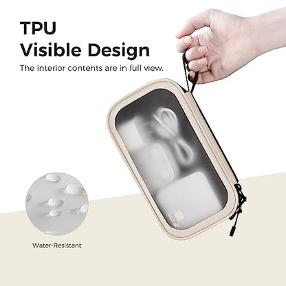 pack all Clear Electronic Organizer, Compact TPU Cable Organizer Bag - color: Beige
