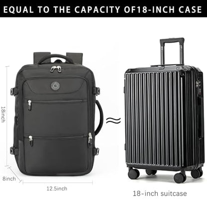 SHRRADOO Travel Backpackfor Women Men, with Storage Cosmetic Bag Set 3pcs - color: Black
