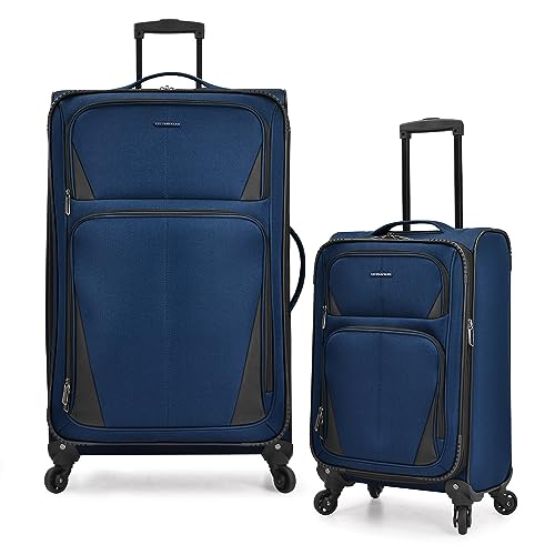 U.S. Traveler Aviron Bay Expandable Softside Luggage with Spinner Wheels, Navy, 2-Piece Set - color: Navy, size: 2-Piece Set