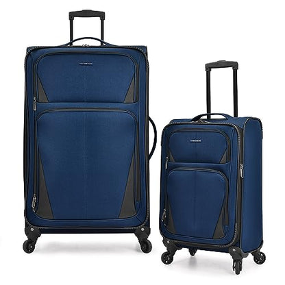U.S. Traveler Aviron Bay Expandable Softside Luggage with Spinner Wheels, Navy, 2-Piece Set - color: Navy, size: 2-Piece Set