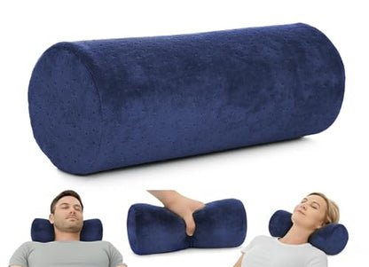 Round Bolster Pillow - Cervical Neck Roll Pillow for Sleeping Lumbar Roll - style: 13x5 Inch, Soft, Blue