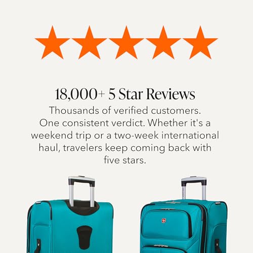 SwissGear Sion Softside Expandable Luggage – Medium Checked Suitcase with 360 Degree Wheels & Retractable Handle – 25 Inch, Perfect for 1-7 Night Trips – Teal - color: Teal, size: Checked-Medium 25-Inch