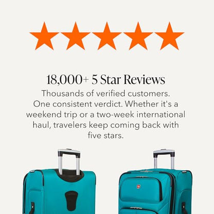 SwissGear Sion Softside Expandable Luggage – Medium Checked Suitcase with 360 Degree Wheels & Retractable Handle – 25 Inch, Perfect for 1-7 Night Trips – Teal - color: Teal, size: Checked-Medium 25-Inch