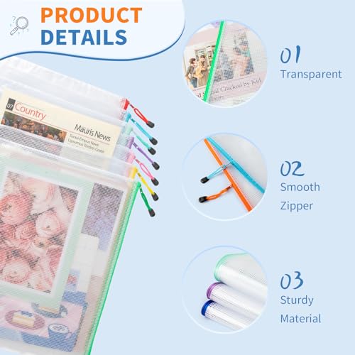 Umriox 32 Pack A4 Mesh Zipper Pouch Bulk for Office Receipt & Puzzle - style: A4-32P