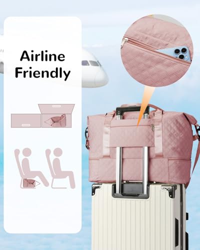 50L XL Weekender Bags for Women, Large Travel Duffle Bags, Pink - color: pink