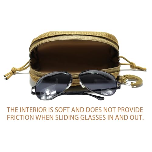 Tactical Molle Glasses Case Tactical Eyeglasses Case Shockproof Sunglasses Carrying Protective Box with Clip - color: Khaki