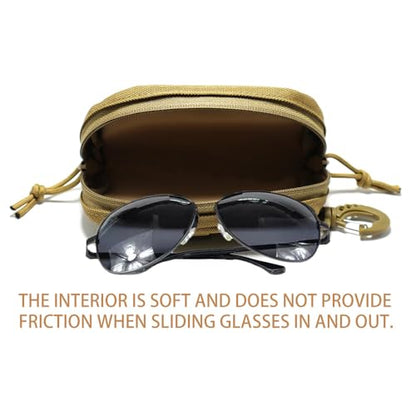 Tactical Molle Glasses Case Tactical Eyeglasses Case Shockproof Sunglasses Carrying Protective Box with Clip - color: Khaki