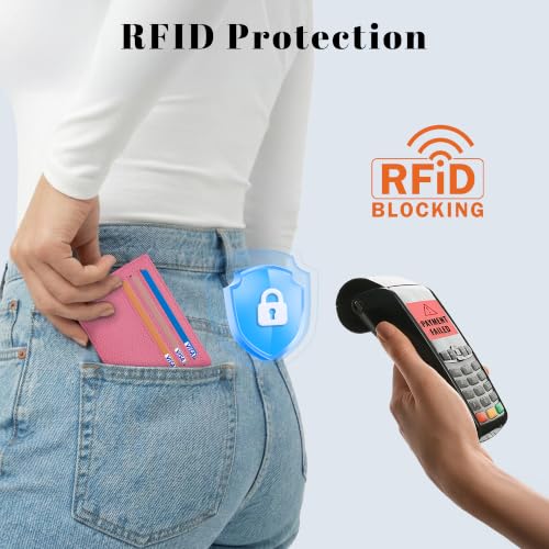 Airkit Small Slim ID Case, Womens Credit Card Holder Wallet, RFID Sleeve - color: Vibrant Pink