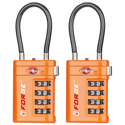 Forge Open Alert TSA Approved Luggage Locks, Orange, 2 Pack Locks. - color: Orange 2 PK