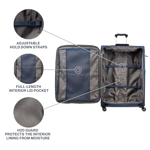 Travelpro Tourlite Softside 29" Expandable Luggage with 4 Spinner Wheels, Lightweight Suitcase, Checked Large, Blue - color: Blue, size: Checked-Large 29-Inch
