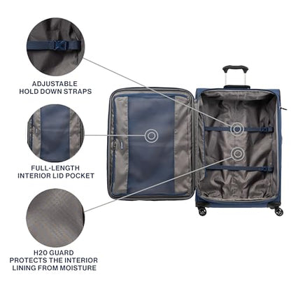 Travelpro Tourlite Softside 29" Expandable Luggage with 4 Spinner Wheels, Lightweight Suitcase, Checked Large, Blue - color: Blue, size: Checked-Large 29-Inch