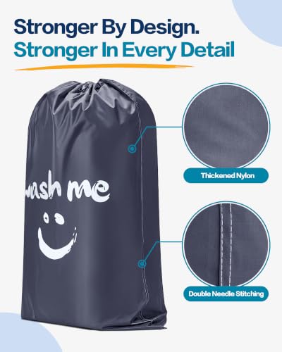 HOMEST 2 Pack XL Wash Me Travel Laundry Bag, Dirty Clothes Organizer, Large Enough to Hold 4 Loads of Laundry, Easy Fit a Laundry Hamper or Basket, Grey - color: (2 Pack - Wash Me) Grey