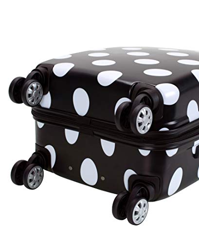 Rockland Laguna Beach Hardside3 Piece Spinner Wheel Luggage Set, (22"/24"/28"), Black Dot - color: Black Dot, size: 3 Piece (28"/24"/20")