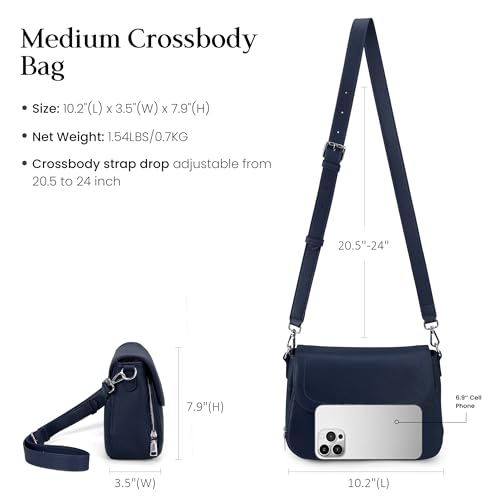 befen Genuine Leather Medium Crossbody Bags for Women Saddle Bag Purse - color: Navy Blue