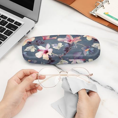 FINTIE Hard Shell Eyeglasses Case, Portable Protective Glasses Cover - color: Blooming Hibiscus