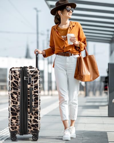Luggage Sets 2 Piece Expandable Suitcases Set, 20/24Inch - color: Cheetah, size: 2-piece(20"/24")