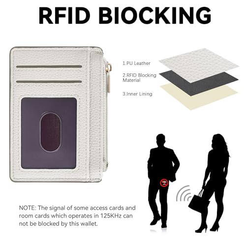 Tipmile Womens Credit Card Holder Wallet, Small Slim RFID Blocking Sleeve - color: Cream White